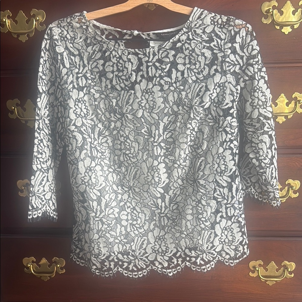 Elegant Lace Women's Top - Black and White